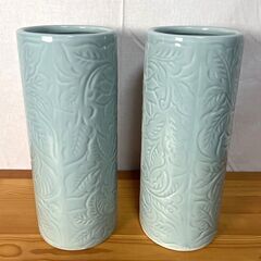 【R914】仏具/花瓶/青磁/唐草/投入/高さ約29.5cm/2...