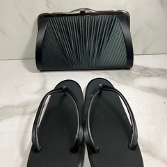 ☆値下げ☆A2506-639 喪服用 草履・バッグセット バラ売り不可 汚れありの画像