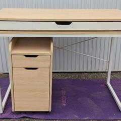 ニトリ ワークデスク + ワゴン アーリン2 事務机 パソコンデ...