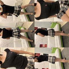 BURBERRY ブルーレーベル チェック柄 キュロット スカート 36 & ロゴカットソー FAF01-655 ブラック 38 レディース 上下セット コーデ バーバリー セットアップ 送料無料 正規品 古物商許可済の画像