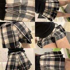 BURBERRY ブルーレーベル チェック柄 キュロット スカート 36 & ロゴカットソー FAF01-655 ブラック 38 レディース 上下セット コーデ バーバリー セットアップ 送料無料 正規品 古物商許可済の画像