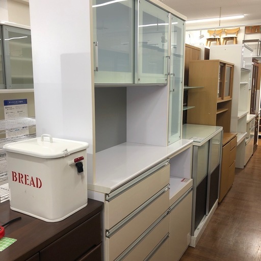 レンジボード　木村商事　スライド扉　キズ有り　ホワイト【取りに来れる方限定】