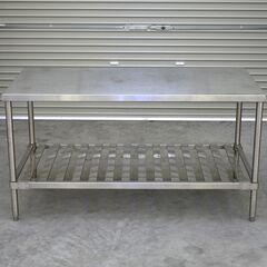 ≪zyt2288ジ≫ ステンレス作業台 幅150cm 奥行75cm 高さ80cm 下段スノコ 支柱φ38mm 店舗/厨房/設備/DIY/ガレージ/中古厨房機器/宮城県仙台市 70619-06の画像