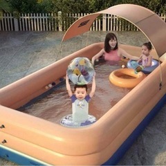 ビニールプール エアープール 自動充気 家族用 大容量 自動膨張 自動で空気入るの画像