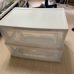 チェスト　2段　ホワイト／クリアの画像