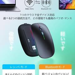 【新品】Futuregirl ワイヤレスマウス 黒｜静音・LEDライト・急速充電対応✨の画像