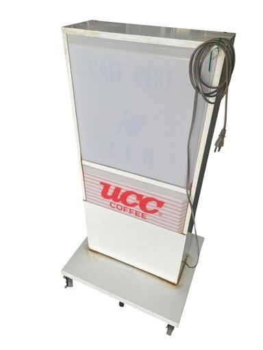 UCC 電照看板 キャスター付き 美品 ☆UCC キャスター付き 電飾看板 かんばん スタンド看板 屋外用