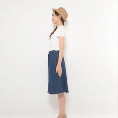 【新品限定販売】フロントボタンサーキュラースカート ブルー Mの画像