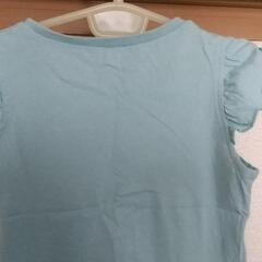 西松屋 水色 フリル袖 キャッスル刺繍 Tシャツ130cmの画像