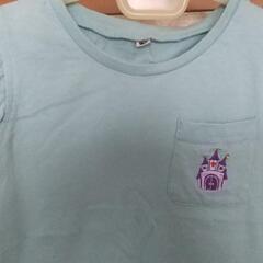 西松屋 水色 フリル袖 キャッスル刺繍 Tシャツ130cmの画像