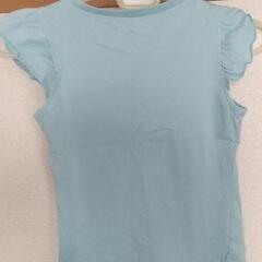 西松屋 水色 フリル袖 キャッスル刺繍 Tシャツ130cmの画像