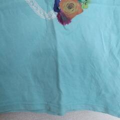 3can4on (サンカンシオン) 水色花柄ハート柄Tシャツ130cmの画像
