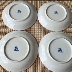 橘　陶磁器の皿 4枚セット ピンク縁取りの画像