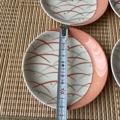 橘　陶磁器の皿 4枚セット ピンク縁取りの画像
