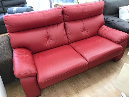 ★リユースのサカイ春日部店★KJ10597  2.5人掛けソファ レッド H95×W173×D85 クリーニング済み
