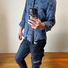 ビームス　ネイビー迷彩柄シャツ