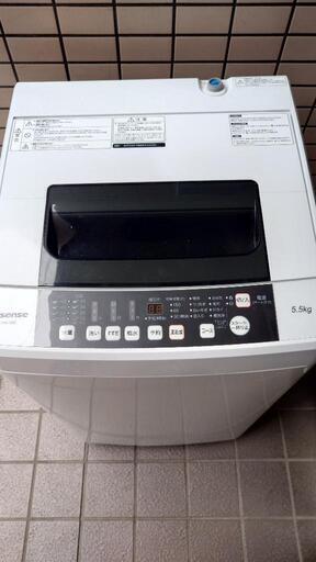 中古 全自動洗濯機 送風乾燥 5.5kg ハイセンス 2019年製造 槽