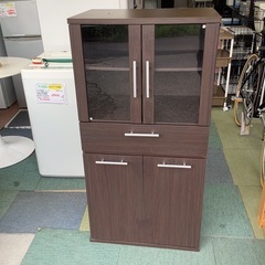 【リサイクルサービス八光】幅60㎝　ダークブラウン　スリムカップボード