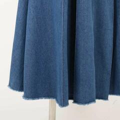 【新品】インバーテッド プリーツ デニム スカート ブルー Mの画像