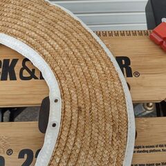 観音寺 涼しい！ 作業用ヘルメットに装着 麦わら帽アタッチメント 中古品 の画像