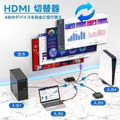 JCHICI HDMI 切り替え器 4入力1出力 4K@60Hz/2K@120Hz/1080P@240Hz HDMI2.0切替器 セレクター リモコン付き HDCP 2.2/HDMI 2.0 HDR 3D対応の画像