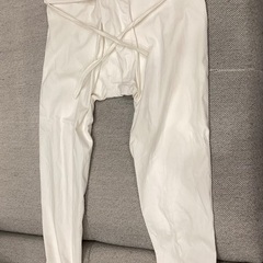 祭用　ヨサコイの練習に購入しました。白サテンのロング法被とズボンのセット&パッチ　足袋靴下　の画像