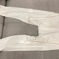 祭用　ヨサコイの練習に購入しました。白サテンのロング法被とズボンのセット&パッチ　足袋靴下　の画像