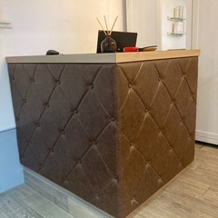 至急 中古 美容室 受付レジカウンター台 非対称U字型カウンター