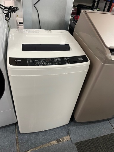 配送可能　保証付き　AQUA 5.0kg全自動洗濯機 【洗濯槽自動おそうじ機能】 エディ オンオリジナル ホワイト AQW-S50E2 (KW)