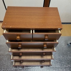 ⑨アンティークタンスレトロな洋服収納 着物アクセサリー入れ 引き出し5段ダークブラウンの画像