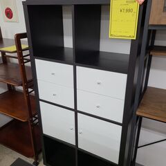 J9876　IKEA　イケア　シェルフユニット　ブラック　クリー...