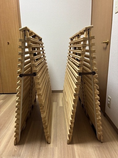 購入者決定済み　中古　すのこベッド みやび格子 エアライズ アシスト機能付き　折りたたみシングル  2つセット
