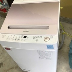 NO B364🌈福岡市内配送設置無料✨🌈　シャープ(SHARP) 全自動洗濯機 7kg ES-GV7H-P 穴なし槽 インバーター搭載 ピンク系　2023年式の画像