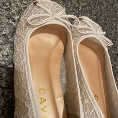 パンプス　レース　ホワイト　リボン付き  Ｓ  size  23cmの画像