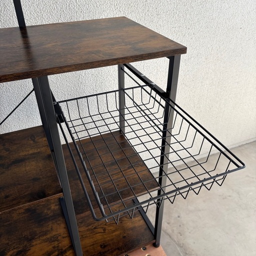 ?福岡市内配送設置対応?　美品✨　レンジボード レンジ台 キッチンラックレンジラックレンジ台 スライド棚付き 大型レンジ対応 キッチン