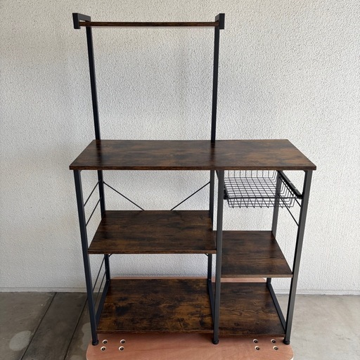 ?福岡市内配送設置対応?　美品✨　レンジボード レンジ台 キッチンラックレンジラックレンジ台 スライド棚付き 大型レンジ対応 キッチン
