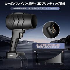 イエロー ブロワー 洗車 エアダスター 無段階変速 軽量コンパクト コードレス 耐久性 70m/s 超強力 240000rpm 90mmファンブレードの画像
