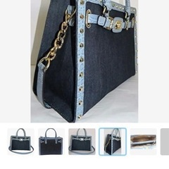 最終価格希少❗️極美品☆Michael Kors デニム レザー2wayバッグ　ハミルトンの画像