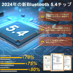 🎧【新品未使用】Bluetooth5.4 ワイヤレスイヤホン 小型 軽量 高音質 ノイズキャンセリング IPX7防水 48時間再生 タッチ操作 自動ペアリング LED表示 通勤 通学 スポーツ WEB会議 黒の画像