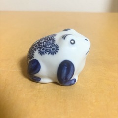 浮陶器 カエル 染付 1点の画像