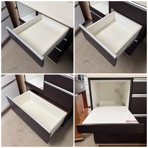 【超美品‼️】ニトリ 89cm幅キッチンボード 食器棚 収納家具 木目調ダークブラウン♪