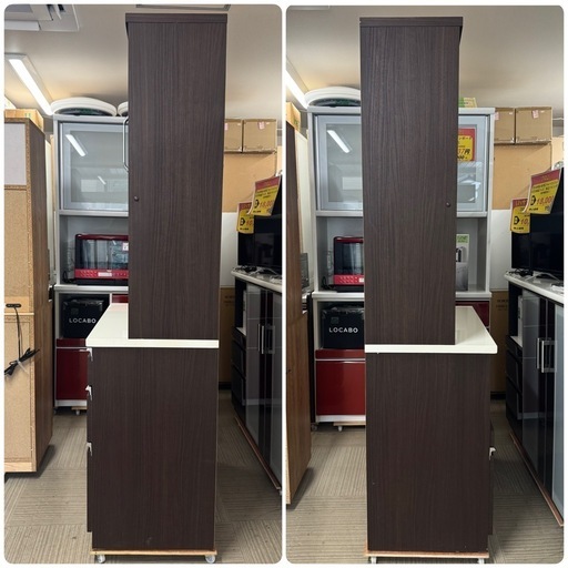 【超美品‼️】ニトリ 89cm幅キッチンボード 食器棚 収納家具 木目調ダークブラウン♪