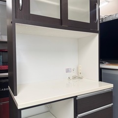 【超美品‼️】ニトリ 89cm幅キッチンボード 食器棚 収納家具 木目調ダークブラウン♪の画像