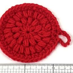 【現品限り】手編みのアクリルたわし - 赤色２点セット【ハンドメイド】の画像