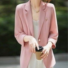 ジャケット レディース 夏 冷感 テーラードジャケット薄手 七分袖 着痩せの画像