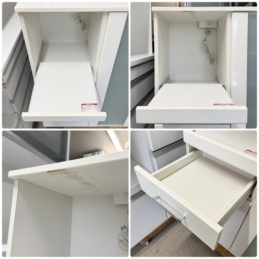 【美品‼️】ニトリ 120cm幅ミドルレンジボード キッチンカウンター 食器棚 収納家具 鏡面仕上げホワイト♪