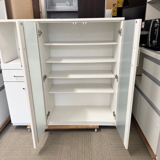 【美品‼️】ニトリ 120cm幅ミドルレンジボード キッチンカウンター 食器棚 収納家具 鏡面仕上げホワイト♪