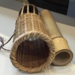 お茶道具 竹細工 吊るし花瓶  中も竹の画像