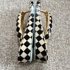 草履 格子柄 生成色×黒　Lサイズの画像