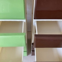 5段チェスト2個セット(抹茶色、チョコレート色)の画像